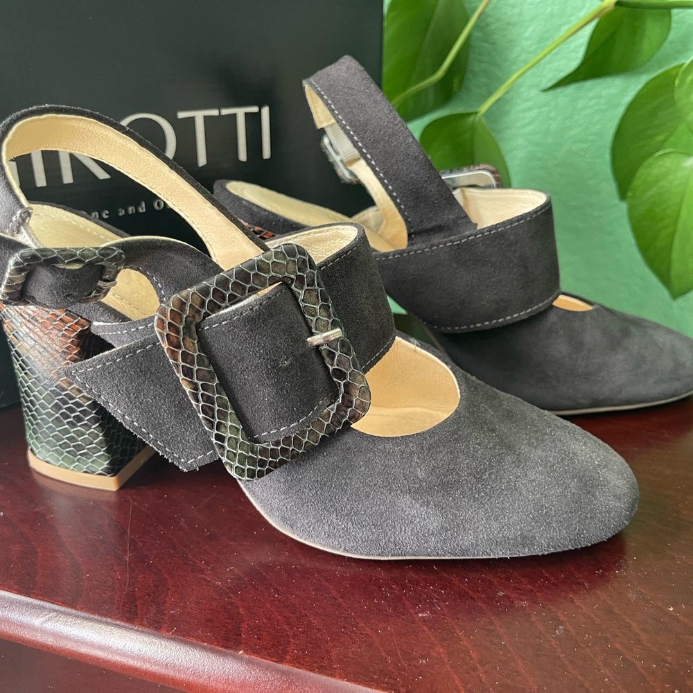 Girotti Black Women's Shoes with Snakeskin Buckle Detail - Picture 3 of 5